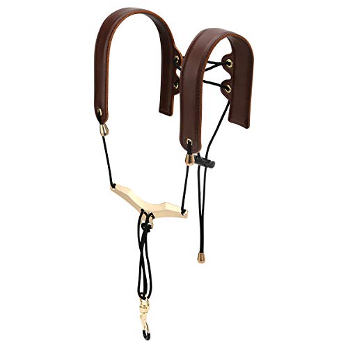 Saxophone Shoulder Strap - Genuine Leather, 100% Handmade, No Stress on Neck Shoulder Strap for Sax Bass Tenor Alto