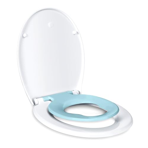 TODOT Abattant WC Familial, Lunette de Toilette avec Siège Enfant Magnétique, Frein de Chute et Charnière Réglable, Abattant WC en Polyéthylène pour...