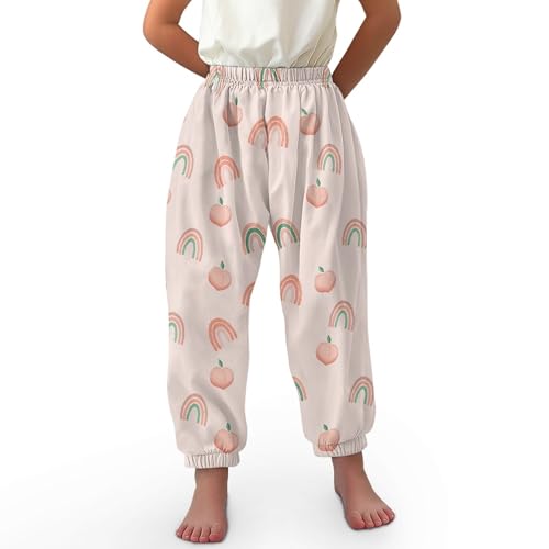 Kids Harem Pants Festive Jogger Trousers Holiday Print Lounge Elastic Bottoms for Home Yoga Play 3-10 Years