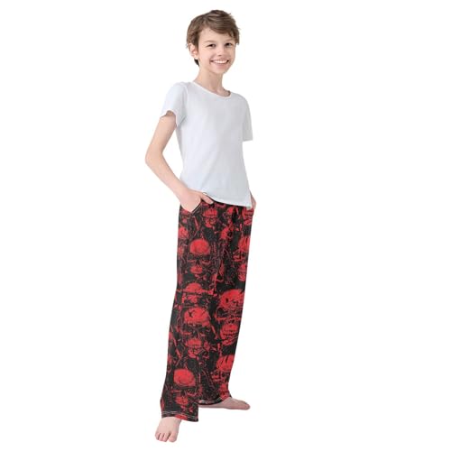 Boys' Pants Red Sinister Skull Dark Long Bottoms Jogger Pants Elastic Waist Trousers with Pockets S-XL4