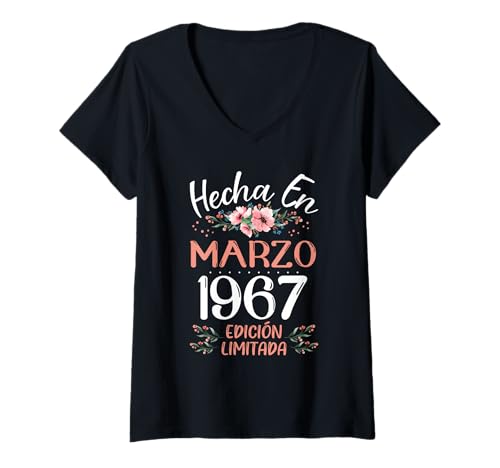 Hecha En Marzo 1967 Mujer Regalo 57 Años Cumpleaños Camiseta Cuello V