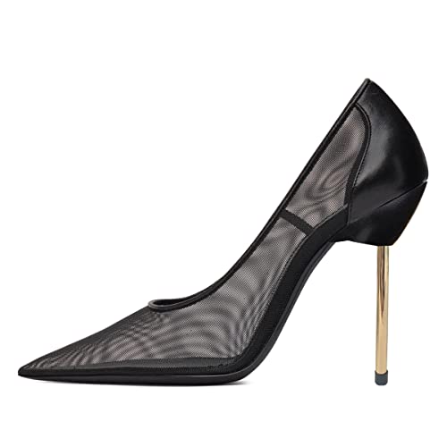 FSJ Women Sexy Mesh Pointed Toe Stiletto High Heel Pumps Slip On Elegant Party Dress Formal Ladies Shoes Size 4-15 US2
