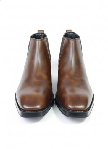 Image of Comforts Men's Classic Chelsea Boots, Leather, High Heel Ankle Boots with Elastic Side Panels