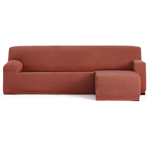 Housse chaiselongue orange pour protéger un canapé d'angle usé - 2