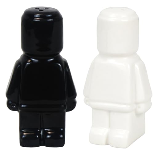 NIETEIN Cute Salt And Pepper Shakers Set Funny Novelty Kitchen Accessories Unique Ceramic Salt Shaker Black and White