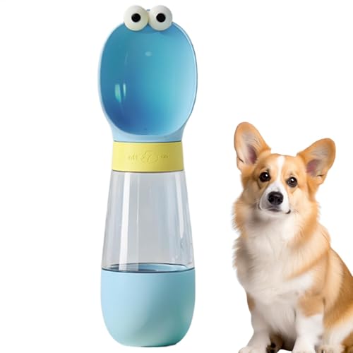 犬用ウォーターボトルディスペンサー、フードコンテナ付き犬用ウォーターボトル - 取り外し可能なペット用ウォーターディスペンサーフィーダー,散歩用漫画の犬の散歩ウォーターボトル ボウル付き 猫、犬、子犬、大型犬用