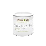 SANAPONTE Vitamin D3 & K2 -vegetarisch - hochdosiertes Vitamin D3 & MK-7 K2 - 3 Monatspackung - recyclebare Papierdosen - 1.000 I.E. pro Kapsel für Immunsystem*, Knochen*, Muskeln* und Zähne
