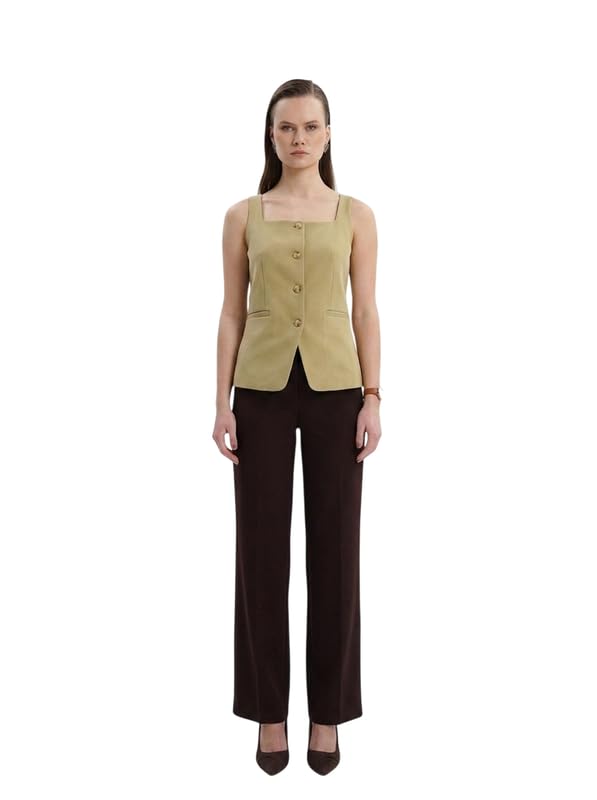 fablestreet Women Waistcoat Formal Workwear | Tailored Fit Square Neck Sleeveless Solid Design | Woven Lined Fabric & Button Closure for Office Meetings & Professional Events-picture-37