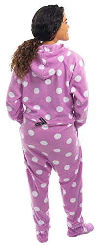 Image of Forever Lazy Footed Adult Onesie - Purple Polka - S - Wide