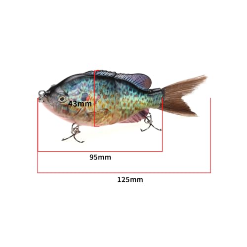 Leurre de pêche Bluegill Glide 125mm en ABS robuste à action de nage réaliste à 2 sections