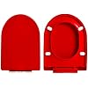 D/U-Shaped Toilet Seat, Quiet and Slow Close Lid and Seat, Quick-Attach Hardware, Top Mount, Easy to Install Also Easy to Clean, PP,Red,36x44.5cm