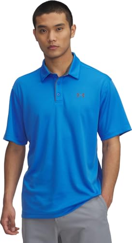 Under Armour Men's Tech Polo, Lightweight, Fast-Drying and Breathable Men's Top, Casual Polo Shirt with 3-Button Placket and Collar,Blue Atlantis / / Pitch Gray,XS