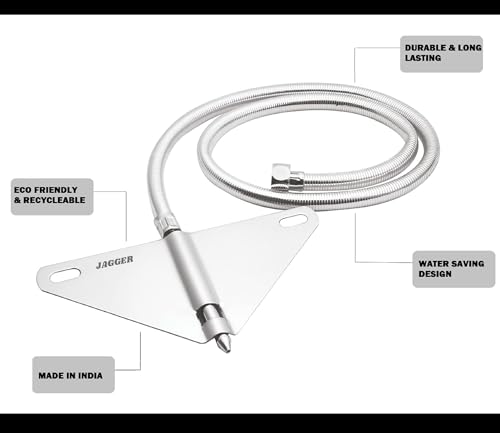 Image of Jagger JAG207 304 Stainless Steel Jet Spray | Hands-Free Jet Spary for Toilet Seat | Silver (Straight, 1.5 Meter)
