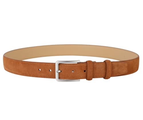 Image of Men's Belt Casual Genuine Leather Suede Belts for Men 1 3 /8 inch Wide Elegant Golf Dress Belt