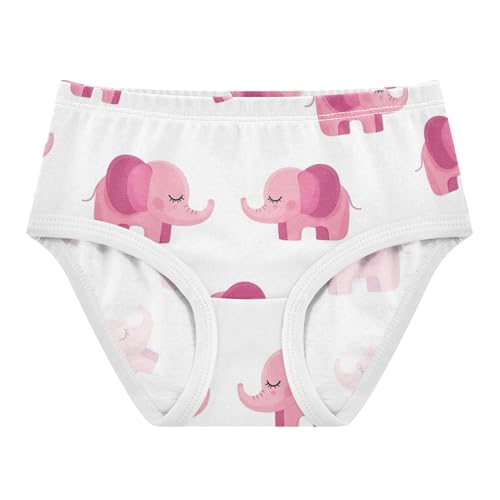 Girls Underwear Toddlers 2t Cotton Girl Panties Cute Aesthetic Briefs Undies Kids Cute Cartoon Pink Elephants White