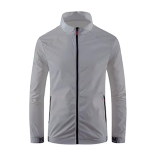 Blue Rain Jacket Men Waterproof Windbreaker Lightweight Hooded Raincoat Full Zip Sun Protection Hoodie Golf Outdoor, White, X-Large