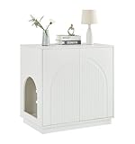 MtuxuYR XL Cat Litter Box Enclosure Litter Box Furniture Large Litter Box Enclosure with Entrance Left or Right & Two Pressure Opener Doors,Hidden Storage Carbinet(Updated Version,White)