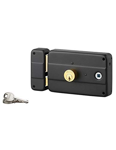 THIRARD - Serrure horizontale en applique double entrée à fouillot pour porte d'entrée, gauche, 140x90mm, axe 60mm, noir, 3 clés