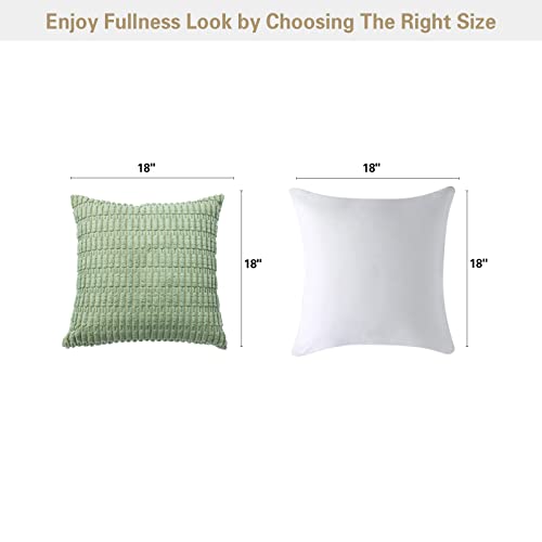 Volcanics-Pack-of-2-Sage-Green-Decorative-Throw-Pillow-Covers-18×18-Inch-Soft-Corduroy-Striped-Square-Cushion-Cases-Modern-Farmhouse-Boho-Home-Decor-for-Spring-Couch-Bed-Sofa-Living-Room