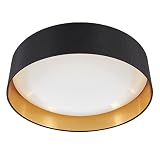 EGLO Orme 20 in. Flush Mount Ceiling LED Dimmable Light Fixture for Living Room, Bedroom, Hallway, Black/Gold