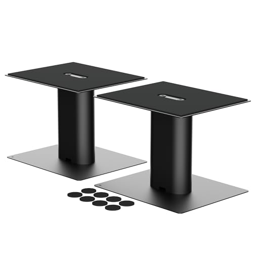 suptek Desktop Speaker Stands Mount Set 157mm for Bookshelf Speakers Bracket 200 x 165mm Metal Tray Compatible with 3 to 4 Speakers Black SDM003MB