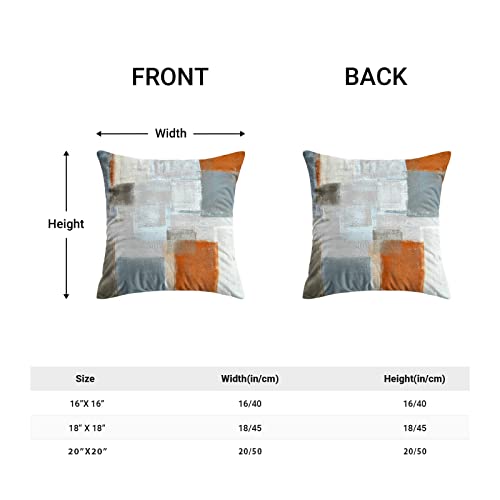 Betginy Brunt Orange Throw Pillow Covers, White Modern Abstract Art Painting Throw Pillows For Couch, Gray Artwork Pillowcase 16X16 Inch 2 Pcs Square Cushion Cover Gift For Couch Sofa #TOP3