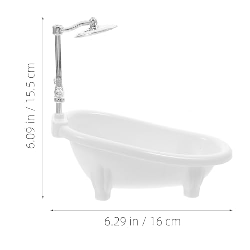 Baignoire pour maison de poupée et son robinet miniature blanc au format 1/12 - 6