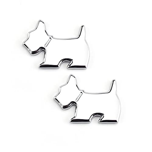 Image of YSY 2Pcs Head Front Dog Emblem Totem Logo Badge Car Sticker Auto Decoration Car Body Decal Automobile Accessories(A) (3D Dog, Silver)