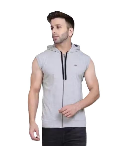 Tees Collection Sleeveless Hooded Zipper T-Shirt Men Full Chest Fit-picture-33