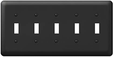 Amerelle 935T5BK Devon Wallplate, 5 Toggle, Steel, Black, 1-Pack