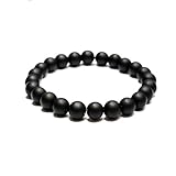Generisch 8MM Rosenquarz,Tigerauge,Türkis,Onyx,Yoga Holzperle,Lava,Howlite Naturstein Armband Heilsteine Armband Damen Perlen Armband Armbänder Perlen Modeschmuck Für Frauen,Mädchen,Herren (Onyx)