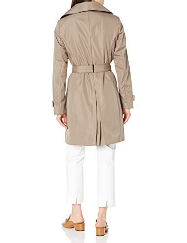 Calvin Klein Women's Single Breasted Belted Rain Jacket With Removable Hood, Owl, Large #TOP2