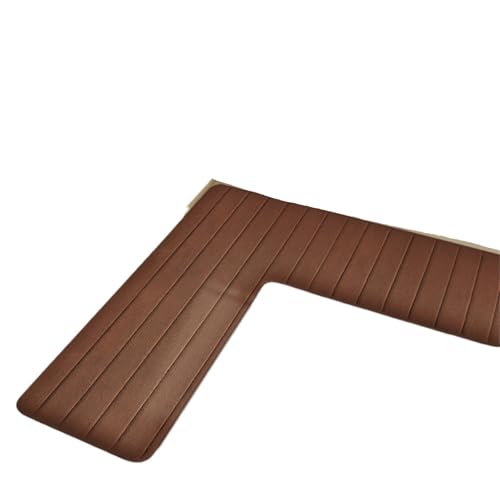 L-Shaped Flannel Floor Mat Solid Color Absorbent Non Slip Kitchen Bathroom Rug(Brown-150x150x45cm)