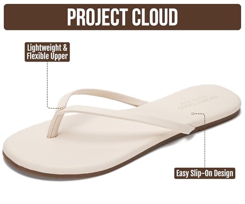 Image of Project Cloud Flip Flops for Women Footwear- Lightweight and Memory Foam Insole Sandals for Women 2026 - Durable Non-Slip Beach Essentials Flats for Women Sandals (Foundations)