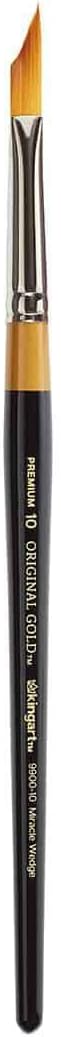 KINGART Premium 4 pc. Original Gold 9900 Series Miracle Wedge Artist Brush Set, Synthetic Golden Taklon Hair for Acrylic, Oil, Watercolor and Gouache Paint, Short Handle, 4 Sizes: 6, 8, 10, 12