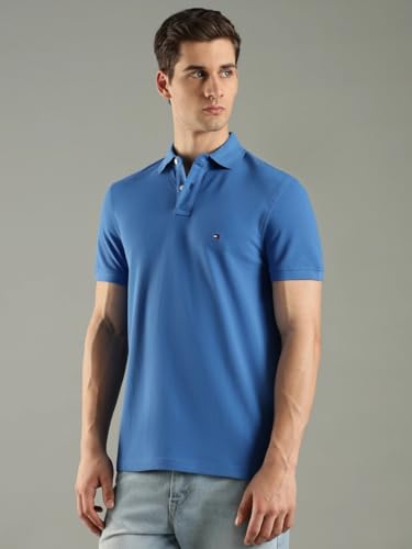 Image of Tommy Hilfiger Solid Regular fit Cotton Polo t-Shirt