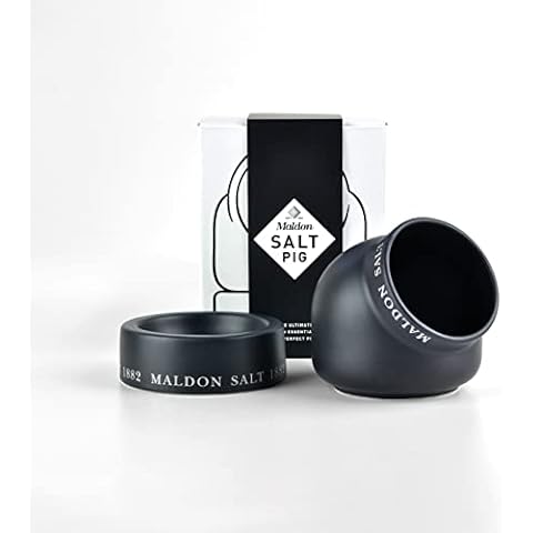Maldon Salt - Ceramic Salt Pig, Made of Quality Ceramic with a Classic Design, Perfect Addition to The Kitchen or Dining Room, Keeps Salt Fresh for Longer, Black Cover