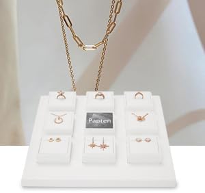 Leather Neacklace Display Stand Small Necklace Bracelet Holder Necklace Display Block Jewelry Stand for Pendant Necklace Showcase,White - Image 5