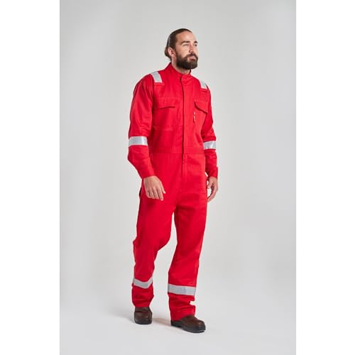 Image of Portwest FR94 Bizflame Fire Resistant Coverall with FR Reflective Tape ASTM NFPA, Red, 3 XL