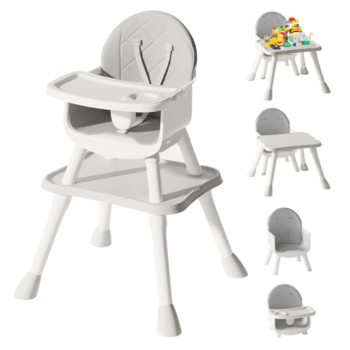 Image of UNISWAN 6 in 1 Baby High Chair, Convertible Highchair for Babies and Toddlers (White)