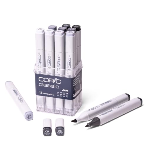Copic Markers 12-Piece Cool Gray Set