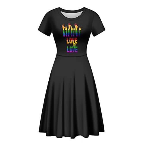Image of Irisjudy T Shirt Dress for Women Short Sleeve Girls Short Sleeve Dress Plus Size, O Neck Knee Length Midi Dress for Ladies