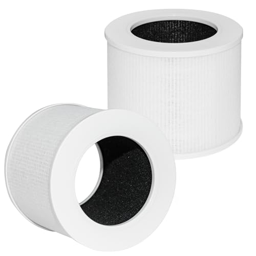 2 Packs Core Mini Replacement Filters Compatible with LEVOIT Core Mini Air Purifier,3-in-1 High-Efficiency H13 True HEPA Filter Compared Part # Core Mini-RF, White, Mini Filter Replacement