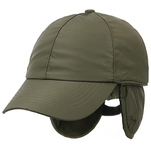 Lipodo Casquette avec Oreillettes Uni Classic Homme - Curved Brim Cap de Baseball protège-Oreilles fermé à l’arrière, visière, Doublure, Bandeau en Cuir Automne-Hiver - M (57-58 cm) Olive Cover