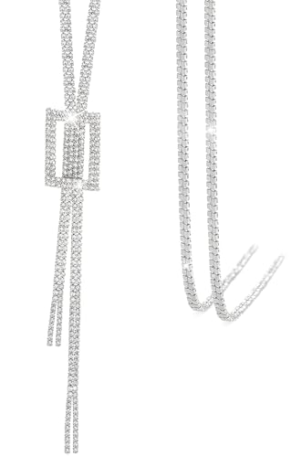 Collar largo de cristal brillante y cadena para jersey de estilo versátil Suyi