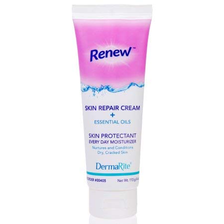 Renew Skin Repair Cream - 4 oz, 2 Pack - Daily Moisturizer with Dimethicone and Natural and Essential Oils - Moisture Barrier Ointment for Dry, Cracked or Chapped Skin - Latex Free