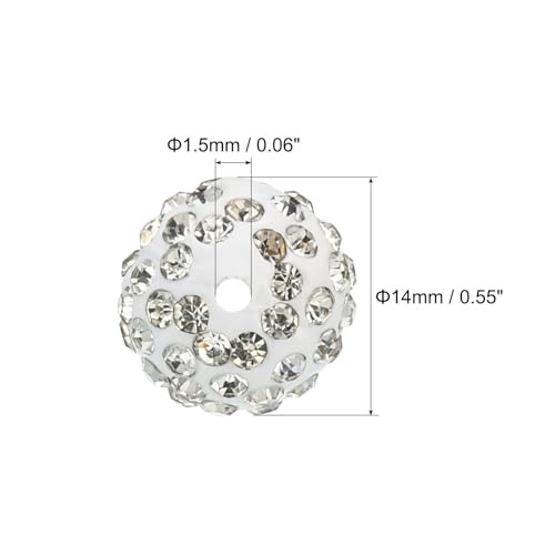 PATIKIL 14mm Rhinestone Clay Beads for Jewelry Making 50 Pack Round Ball Polymer Clay Crystal Charm Beads for Craft Decor Necklace Chain Bracelets DIY White - Image 2