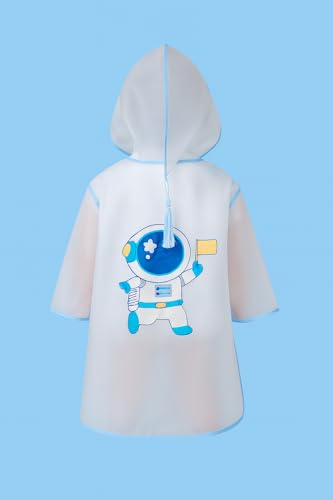 Image of Bold N Elegant Polyester Blend Transparent Dinosaur Print Kid's Waterproof Raincoat Rain Jacket With Hood And Visor For Young Lil Toddler Tween School Boy's And Girls