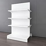 SOFACHEN Présentoir gondole pour supermarché, étagère double face avec tablette réglable, unité de rayonnage métallique pour supermarché, supérette et station-service(100x130cm,Secondary)