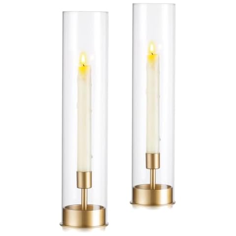 Glasseam Hurricane Candlestick Holders Set of 2 Cover